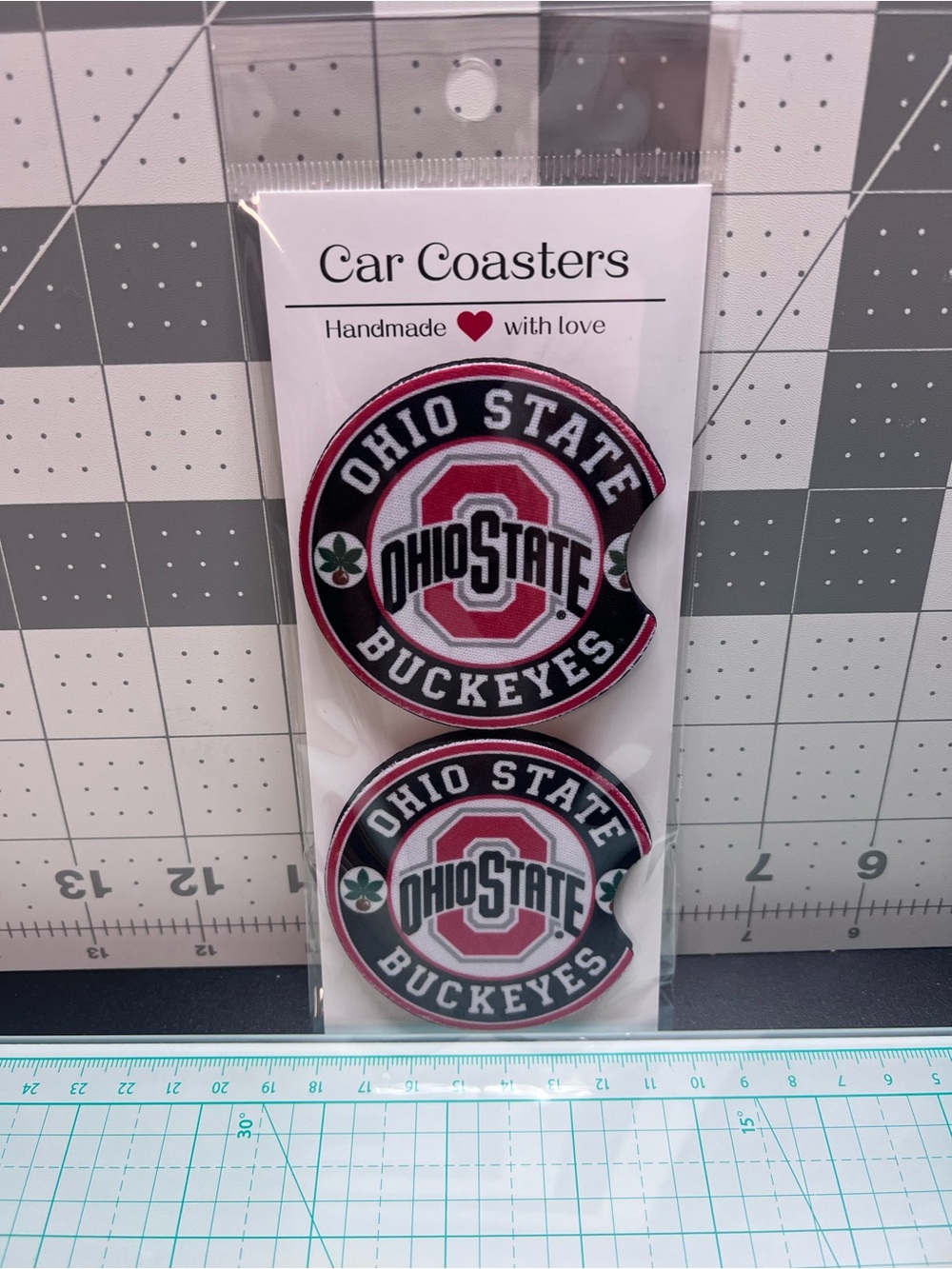 Handmade Ohio State Buckeyes Car Coasters